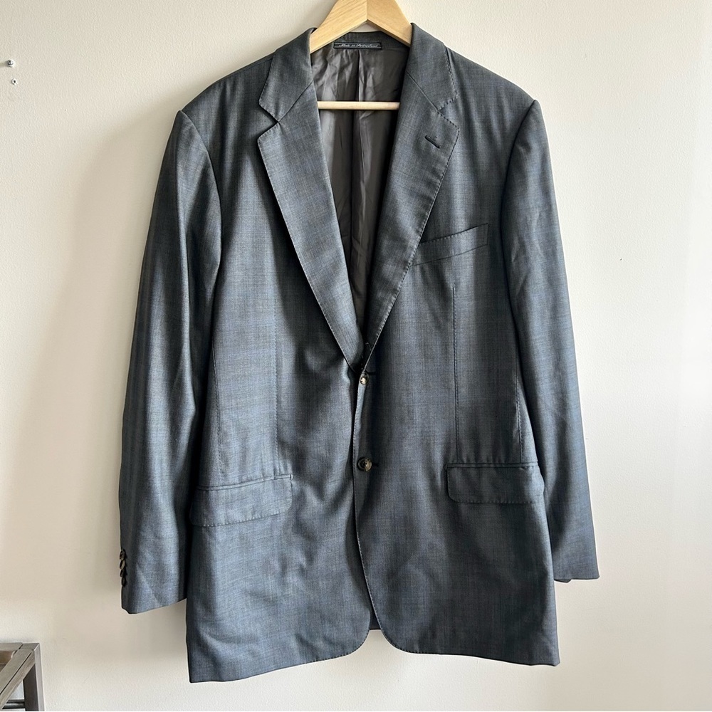 Ermenegildo Zegna Blue Grey Wool Blazer 15 milmil 15 size 52